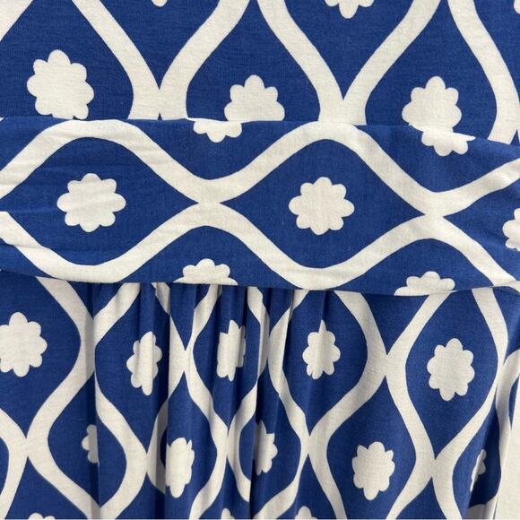 Boden Blue White Geometric Twist Front Jersey Maxi Dress Size 4 - Picture 8 of 16